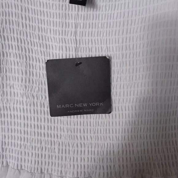 NWT 🤍Andrew Marc New York Dress Women's Medium White Eyelet Tie-Shoulder - Picture 5 of 15